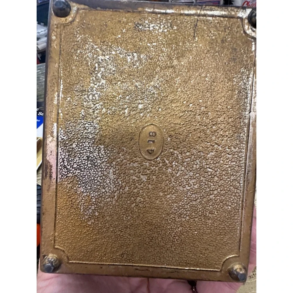 Antique 1900s Jennings Brothers Style Bronze Metal Jewelry Trinket Casket Box